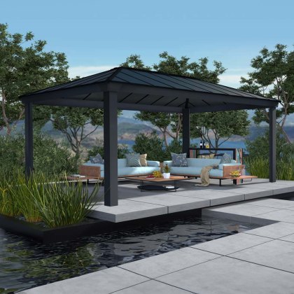 12 x 20 Palram Canopia Dallas Grey Garden Gazebo 12 x 20 Palram Canopia Dallas Grey Garden Gazebo