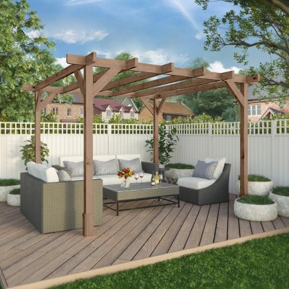 10 x 10 (3.0m x 3.0m) Mercia Traditional Wooden Pergola - Pressure Treated 10 x 10 (3.0m x 3.0m) Mercia Traditional Wooden Pergola - Pressure Treated