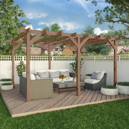 13 x 10 (3.0m x 4.0m) Mercia Traditional Wooden Pergola - Pressure Treated 13 x 10 (3.0m x 4.0m) Mercia Traditional Wooden Pergola - Pressure Treated