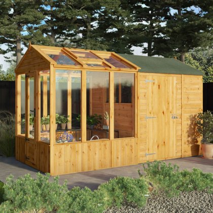 12 x 6 Mercia Woodsman Glass Combi Greenhouse with Shed 12 x 6 Mercia Woodsman Glass Combi Greenhouse with Shed