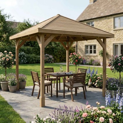 10 x 10 (3m x 3m) Mercia Traditional Wooden Gazebo - Pressure Treated 10 x 10 (3m x 3m) Mercia Traditional Wooden Gazebo - Pressure Treated