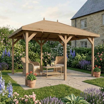 10 x 13 (3m x 4m) Mercia Traditional Wooden Gazebo - Pressure Treated 10 x 13 (3m x 4m) Mercia Traditional Wooden Gazebo - Pressure Treated