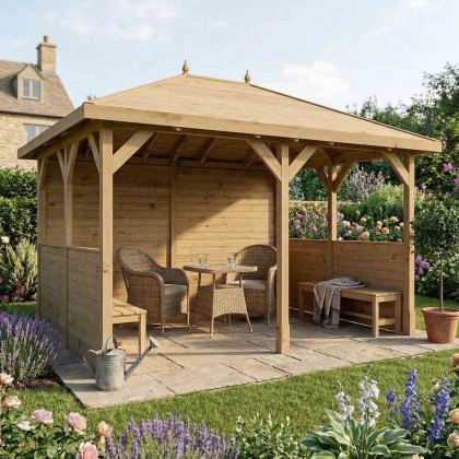 10 x 13 (3m x 4m) Mercia Traditional Wooden Gazebo with Side Panels - Pressure Treated 10 x 13 (3m x 4m) Mercia Traditional Wooden Gazebo with Side Panels - Pressure Treated