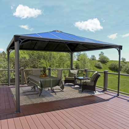 14 x 14 (4.2m x 4.2m) Palram Canopia Palermo 4300 Grey Garden Gazebo 14 x 14 (4.2m x 4.2m) Palram Canopia Palermo 4300 Grey Garden Gazebo