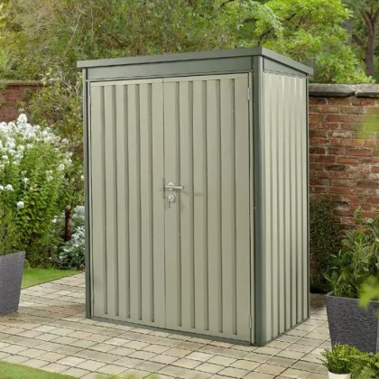 4 x 2 Hex Living Weston Pent Metal Shed in Sage Green 4 x 2 Hex Living Weston Pent Metal Shed in Sage Green