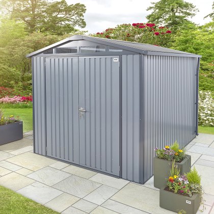 10 x 6 Hex Living Alton Apex Metal Shed in Anthracite Grey 10 x 6 Hex Living Alton Apex Metal Shed in Anthracite Grey