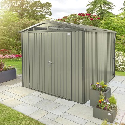 10 x 6 Hex Living Alton Apex Metal Shed in Sage Green 10 x 6 Hex Living Alton Apex Metal Shed in Sage Green