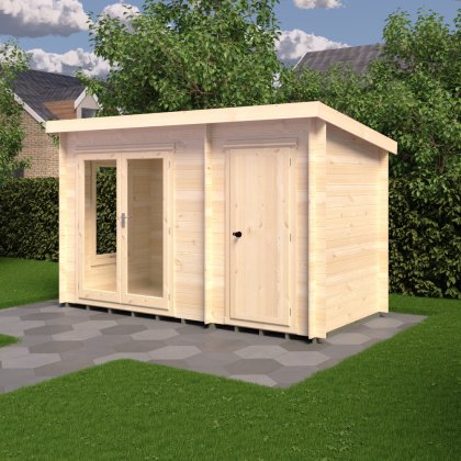 6G x 12 Shire Elm Log Cabin with Side Shed in 19mm Logs 6G x 12 Shire Elm Log Cabin with Side Shed in 19mm Logs