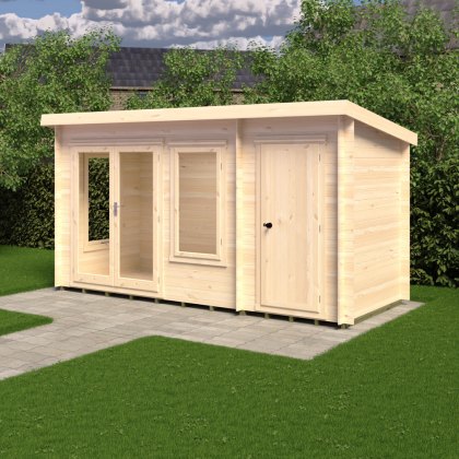 6G x 14 Shire Elm Log Cabin with Side Shed in 19mm Logs 6G x 14 Shire Elm Log Cabin with Side Shed in 19mm Logs