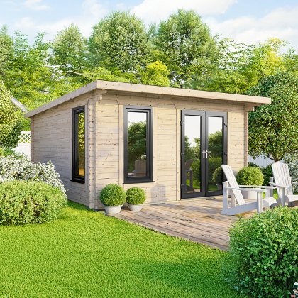 14 x 12 Powersheds Pent Log Cabin In 44mm Log Thickness with uPVC 14 x 12 Powersheds Pent Log Cabin In 44mm Log Thickness with uPVC