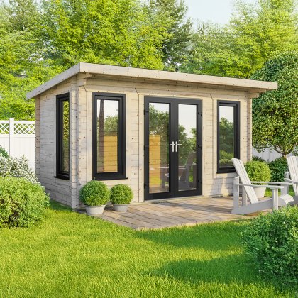 16 x 8 Powersheds Pent Log Cabin In 44mm Log Thickness with uPVC 16 x 8 Powersheds Pent Log Cabin In 44mm Log Thickness with uPVC