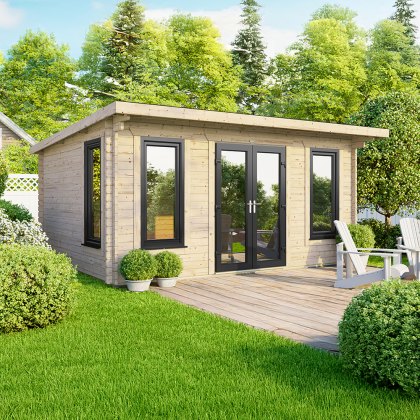 16 x 10 Powersheds Pent Log Cabin In 44mm Log Thickness with uPVC 16 x 10 Powersheds Pent Log Cabin In 44mm Log Thickness with uPVC