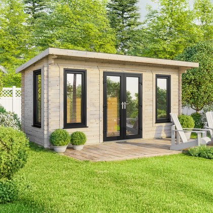 18 x 8 Powersheds Pent Log Cabin In 44mm Log Thickness with uPVC 18 x 8 Powersheds Pent Log Cabin In 44mm Log Thickness with uPVC