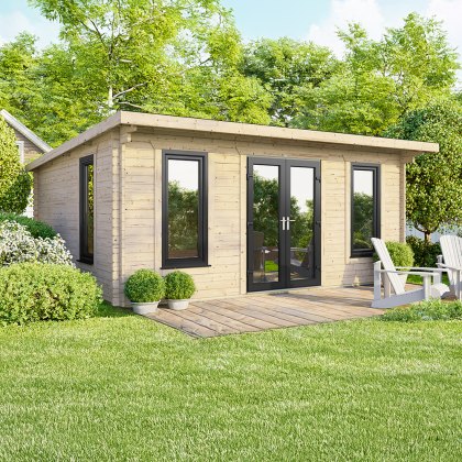 18 x 14 Powersheds Pent Log Cabin In 44mm Log Thickness with uPVC 18 x 14 Powersheds Pent Log Cabin In 44mm Log Thickness with uPVC