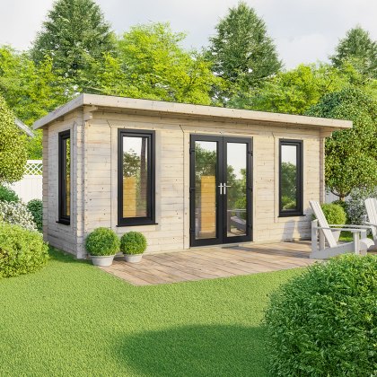 20 x 8 Powersheds Pent Log Cabin In 44mm Log Thickness with uPVC 20 x 8 Powersheds Pent Log Cabin In 44mm Log Thickness with uPVC