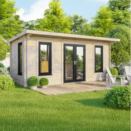 20 x 10 Powersheds Pent Log Cabin In 44mm Log Thickness with uPVC 20 x 10 Powersheds Pent Log Cabin In 44mm Log Thickness with uPVC