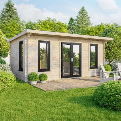 20 x 12 Powersheds Pent Log Cabin In 44mm Log Thickness with uPVC 20 x 12 Powersheds Pent Log Cabin In 44mm Log Thickness with uPVC