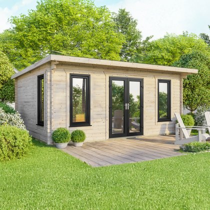 20 x 16 Powersheds Pent Log Cabin In 44mm Log Thickness with uPVC 20 x 16 Powersheds Pent Log Cabin In 44mm Log Thickness with uPVC