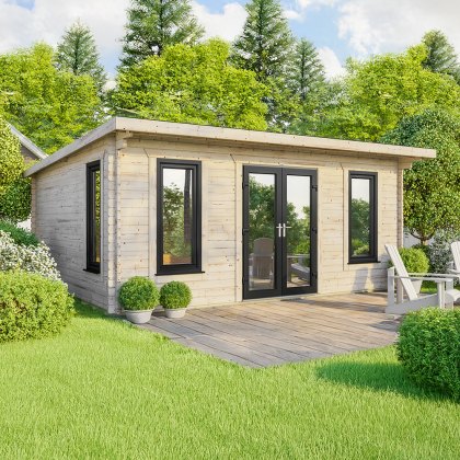 20 x 18 Powersheds Pent Log Cabin In 44mm Log Thickness with uPVC 20 x 18 Powersheds Pent Log Cabin In 44mm Log Thickness with uPVC