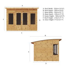 10x8 Mercia Helios Summerhouse - dimensions