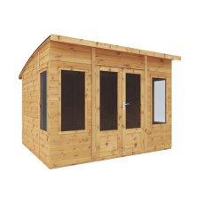 10x8 Mercia Helios Summerhouse - isolated angle view, doors closed