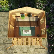 8x8 Mercia Premium Traditional Summerhouse with Veranda - in situ, top view