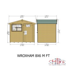 6x8 Shire Wroxham Professional Shed - dimensions
