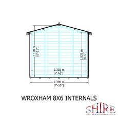 6x8 Shire Wroxham Professional Shed - internal dimensions