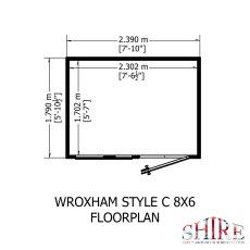 6x8 Shire Wroxham Professional Shed - footprint