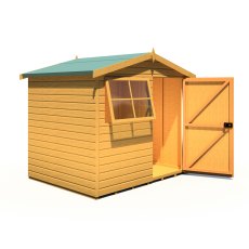 6x8 Shire Wroxham Professional Shed - isolated angle view, doors open