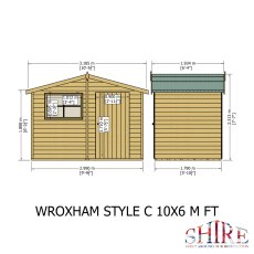 6x10 Shire Wroxham Professional Shed - dimensions
