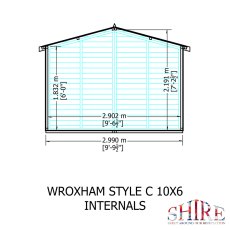 6x10 Shire Wroxham Professional Shed - internal dimensions