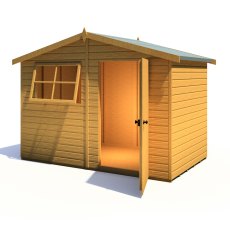 6x10 Shire Wroxham Professional Shed - isolated angle view, doors open