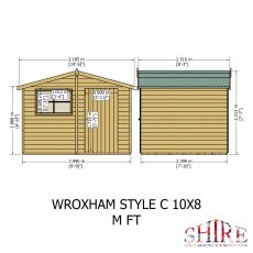 8x10 Shire Wroxham Professional Shed - dimensions