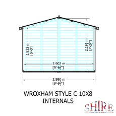 8x10 Shire Wroxham Professional Shed - internal dimensions