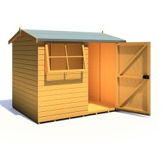 8x6 Shire Suffolk Professional Shed - isolated angle view, door open