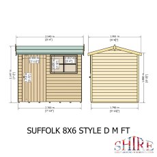 8x6 Shire Suffolk Professional Shed - dimensions