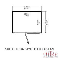 8x6 Shire Suffolk Professional Shed - footprint
