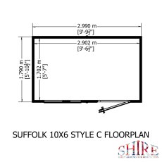 10x6 Shire Suffolk Professional Shed  - footprint