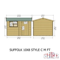 8x10 Shire Suffolk Professional Shed - dimensions