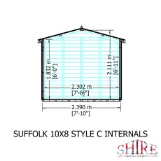 8x10 Shire Suffolk Professional Shed - internal dimensions