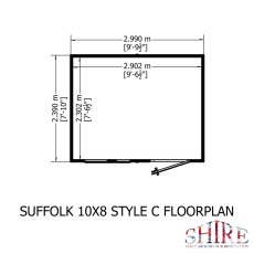 8x10 Shire Suffolk Professional Shed - footprint