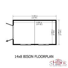 Shire 14 x 8 (4.33m x 2.39m) Shire Bison Professional Apex Shed