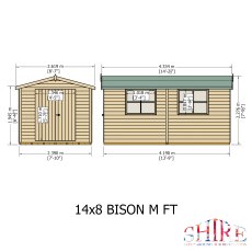 Shire 14 x 8 (4.33m x 2.39m) Shire Bison Professional Apex Shed