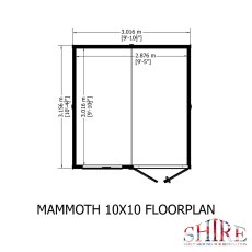 10x10 Shire Mammoth Professional Shed - footprint