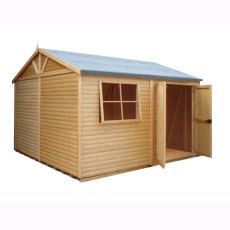 10x10 Shire Mammoth Professional Shed - isolated side angle view, loglap