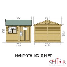 10x10 Shire Mammoth Professional Shed - dimensions