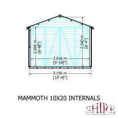 10x20 Shire Mammoth Professional Shed - internal dimensions