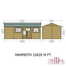 10x20 Shire Mammoth Professional Shed - dimensions