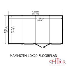 10x20 Shire Mammoth Professional Shed - footprint